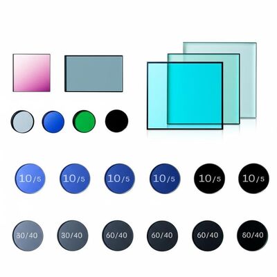 10/5 إلى 60/40 تصفية الزجاج البصري ذات الجودة السطحية مع قطر 1.5mm إلى 300mm وتغطية مخصصة